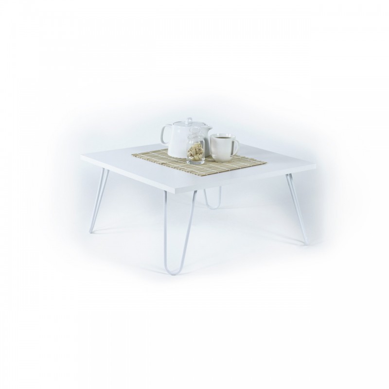 Tavolino per colazione letto bianco Con gambe pieghevoli  cm 60 x 60 x 29 h