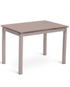 Tavolo allungabile in vetro temperato, gambe in metallo, colore cappuccino, 110-170 x 75 x 75 cm