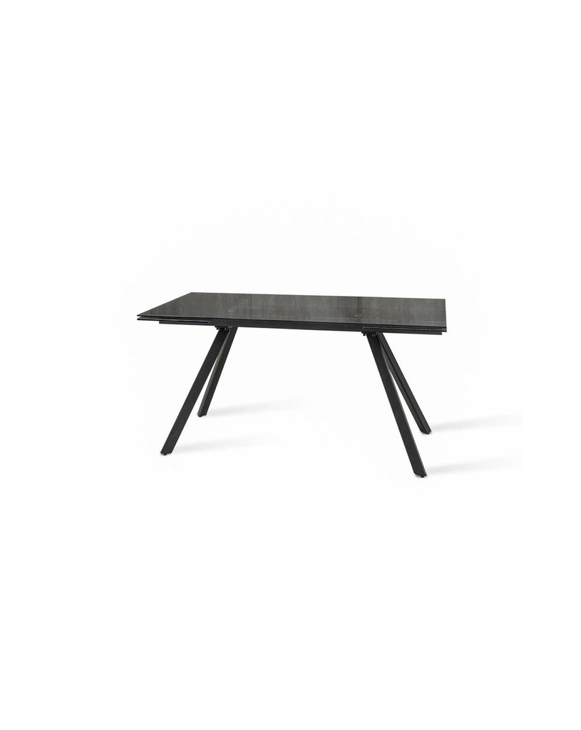 Tavolo allungabile in vetro e metallo nero fumè, 160-240 x 90 x 76 cm