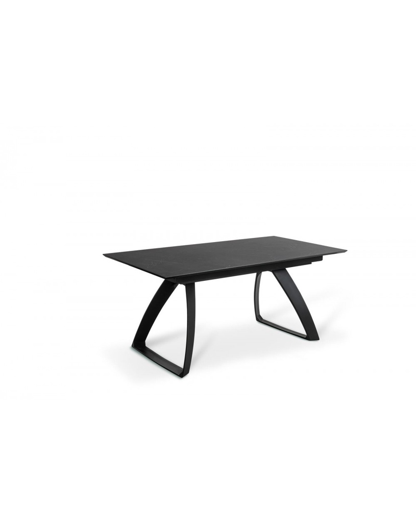 Tavolo allungabile elegante in marmo nero e metallo, 170-270 x 90 x 76 cm