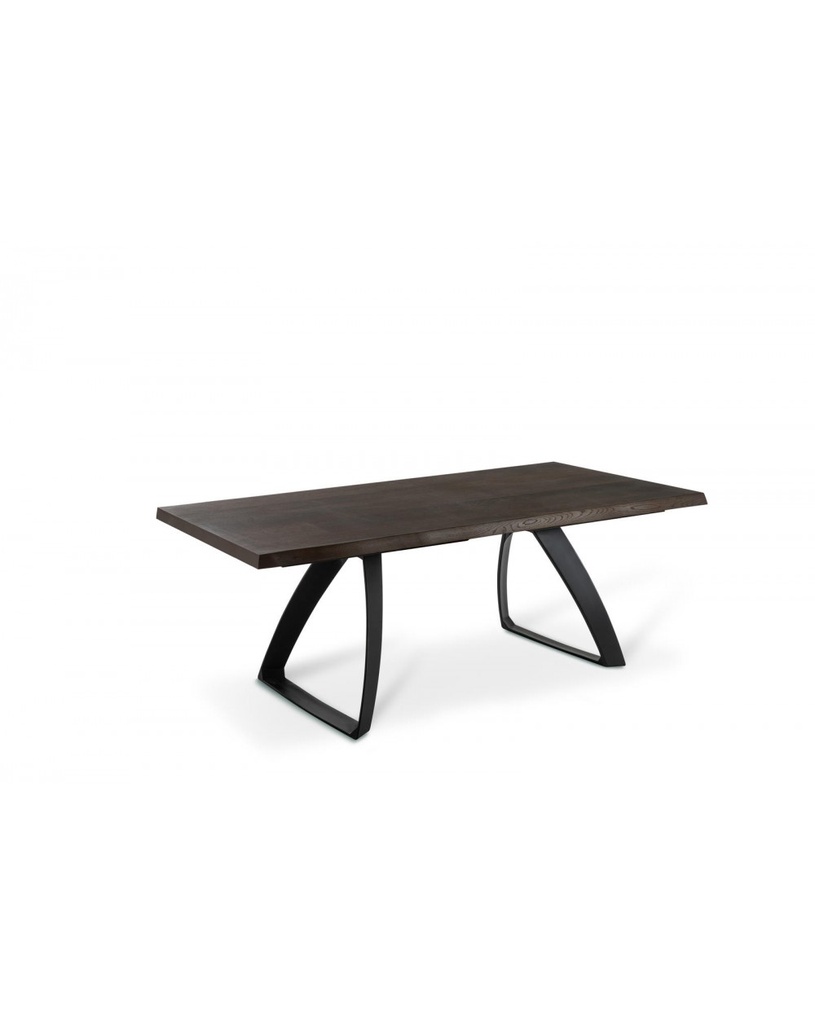 Tavolo allungabile elegante in rovere termocotto e gambe in metallo, 200-300 x 100 x 76 cm