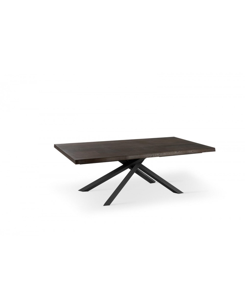 Tavolo allungabile in frassino grigio e metallo, 200-300 x 100 x 76 cm