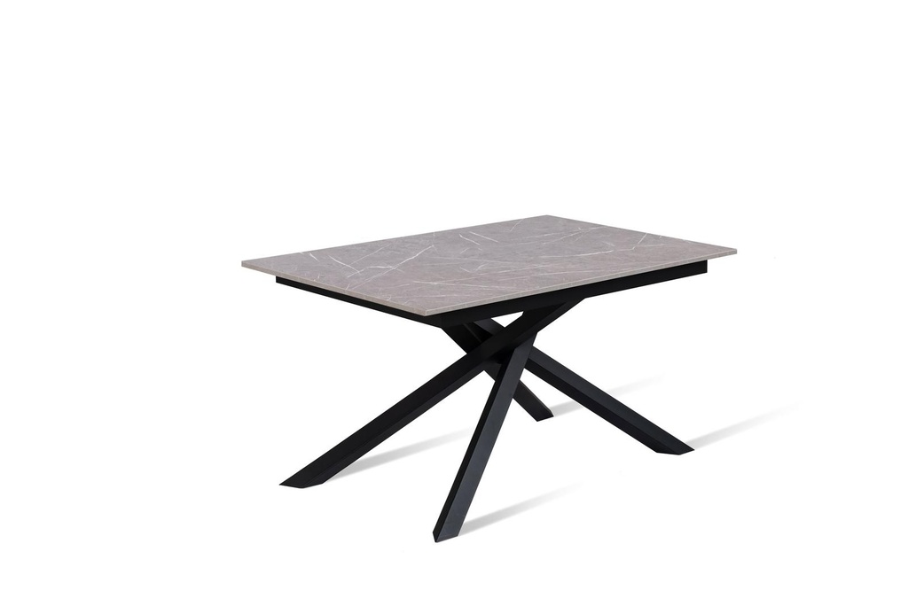 Tavolo allungabile in melaminico e metallo, antracite-nero, 90 cm x 140-190 cm x 76 cm