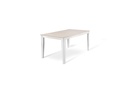 Tavolo allungabile in cemento bianco con gambe in metallo, 80 cm x 130-290 cm x 76 cm