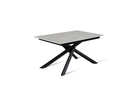 Tavolo allungabile in cemento bianco e nero, 90 cm x 140-190 cm x 76 cm, con gambe in metallo