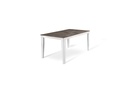 Tavolo allungabile in cemento grigio e metallo bianco, 80x130-290x76 cm