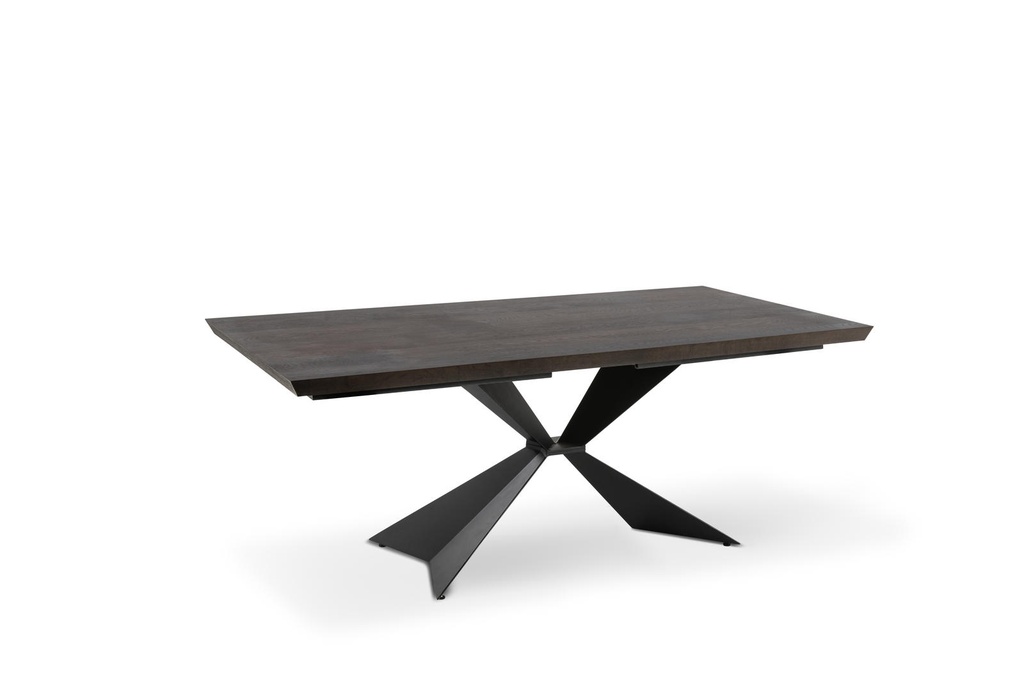 Tavolo allungabile con top in rovere termocotto e gambe in metallo, 200/300x100x76 cm