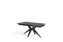 Tavolo allungabile in ceramica grigio vintage con gambe in metallo nero opaco, 90x160-240x76 cm