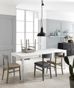 Tavolo allungabile in melaminico bianco, 130/210x80x76h cm con gambe in faggio massello