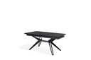 Tavolo allungabile in ceramica marmo nero con gambe in metallo opaco, 90 cm x 160-240 cm x 76 cm