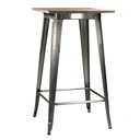 Tavolo bar Bristol di ferro con piano in legno galvanizzato - Stile industriale - Misure: 60x60x106 cm