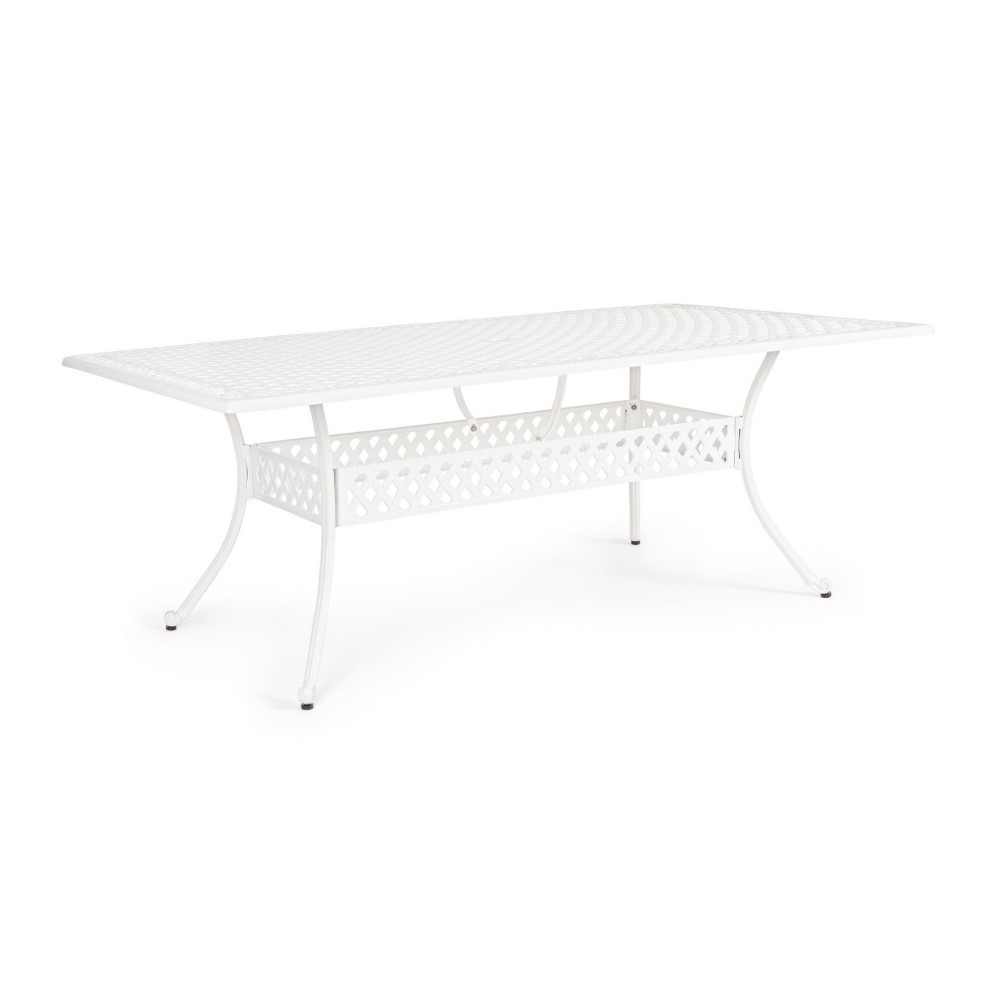 Tavolo da esterno rettangolare bianco 107x213 cm