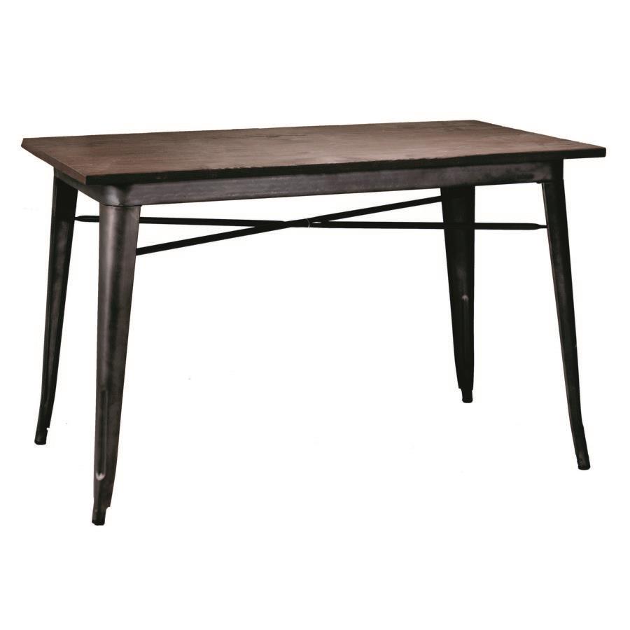Tavolo industriale in ferro Bristol con top in legno 160x80x76 cm