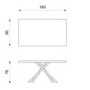 Tavolo fisso con top in rovere impiallacciato e gambe in metallo, 90x160x76 cm