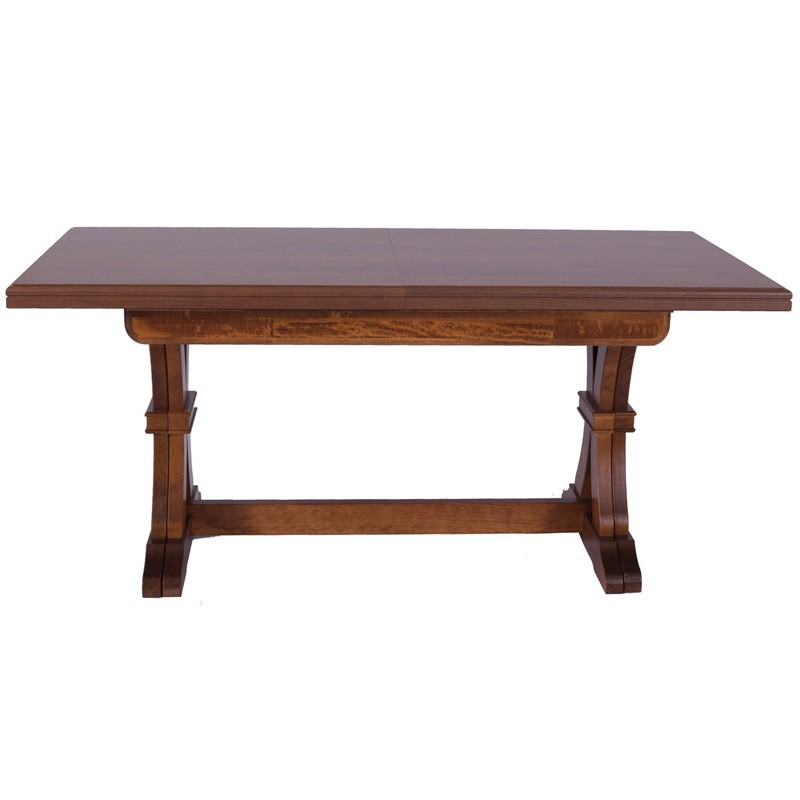 Tavolo in legno massello rettangolare allungabile colore noce 85x180/360xh79 cm