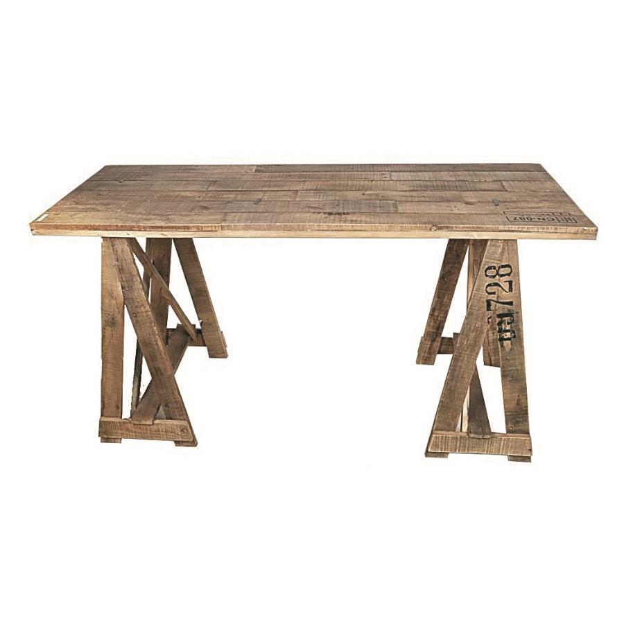 Tavolo in legno naturale rettangolare 60x150x77 cm