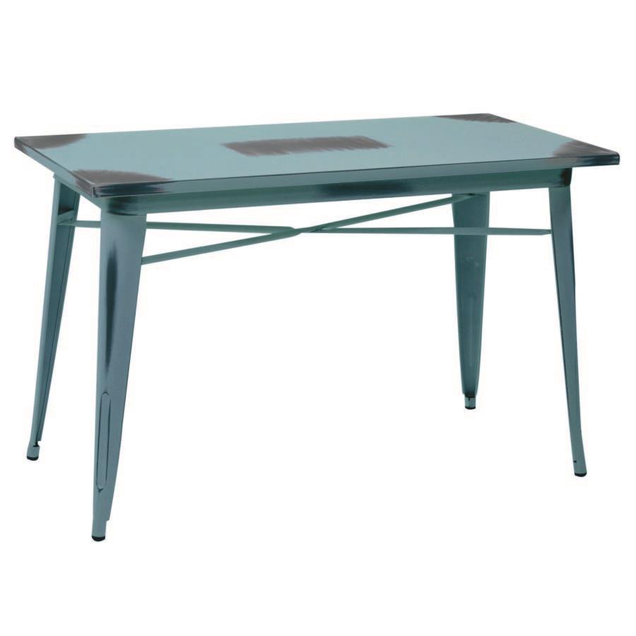 Tavolo rettangolare in ferro Bristol azzurro anticorrosione 120x60 cm