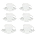 Set di 6 tazzine da caffè Amleto bianche con piattino 7,5x7,5x4