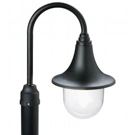 Testa-palo trasparente, diametro 60mm, altezza max lampada 150mm, IP43 nero
