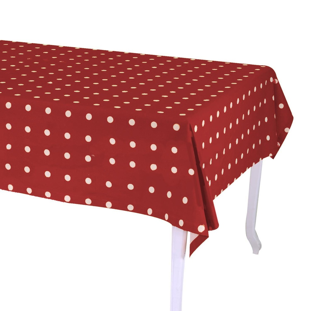 Tovaglia a pois bordeaux rettangolare 140x240 cm