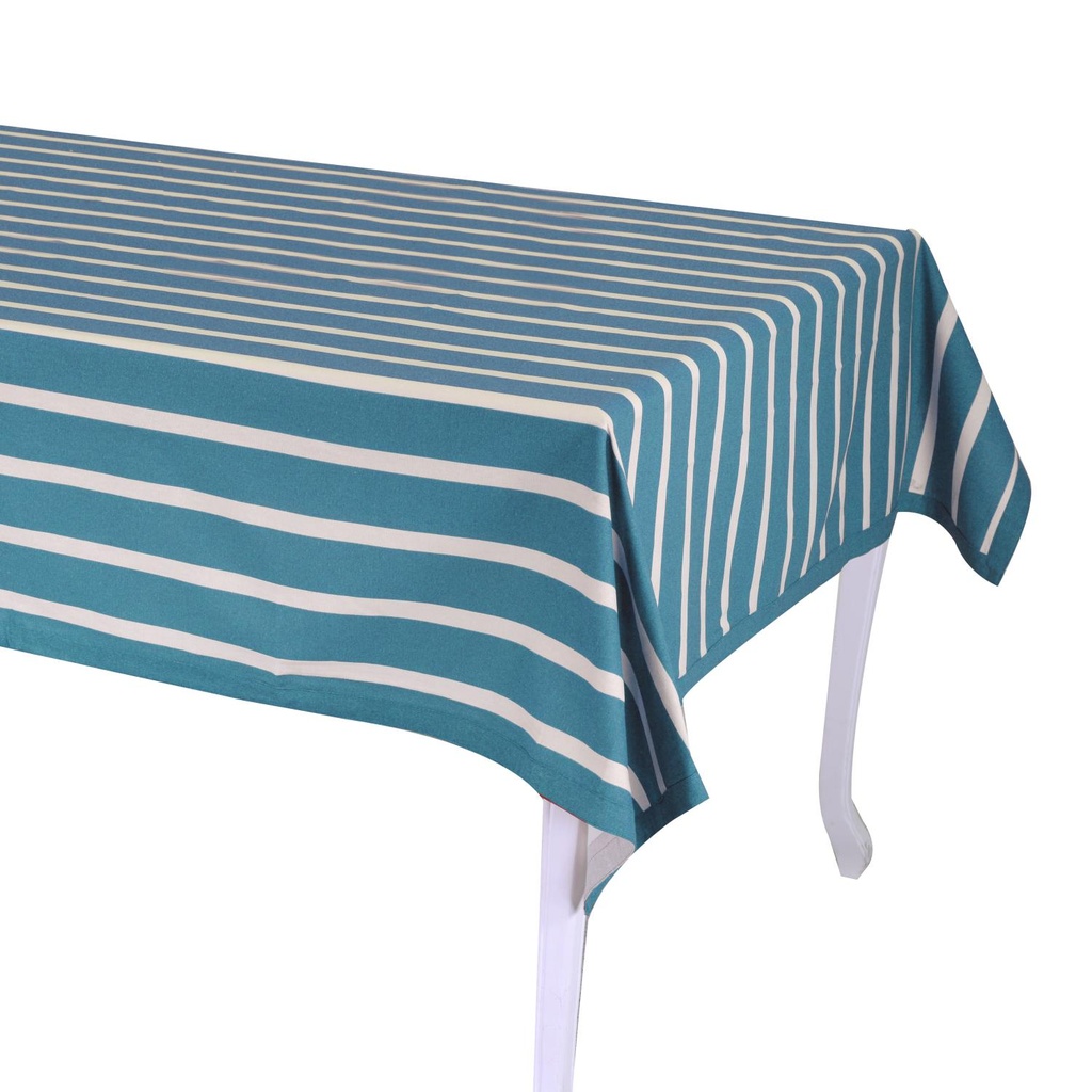 Tovaglia a righe blu petrolio rettangolare 140x240 cm
