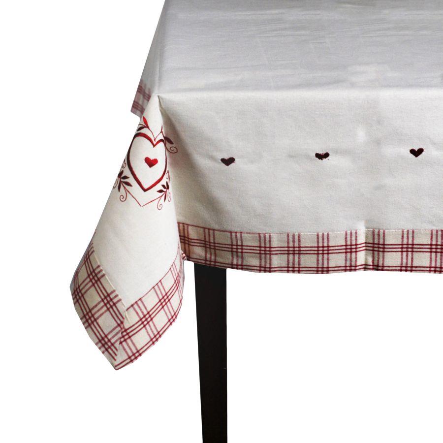 Tovaglia a quadri cuore rosso 140x140x1,5 cm