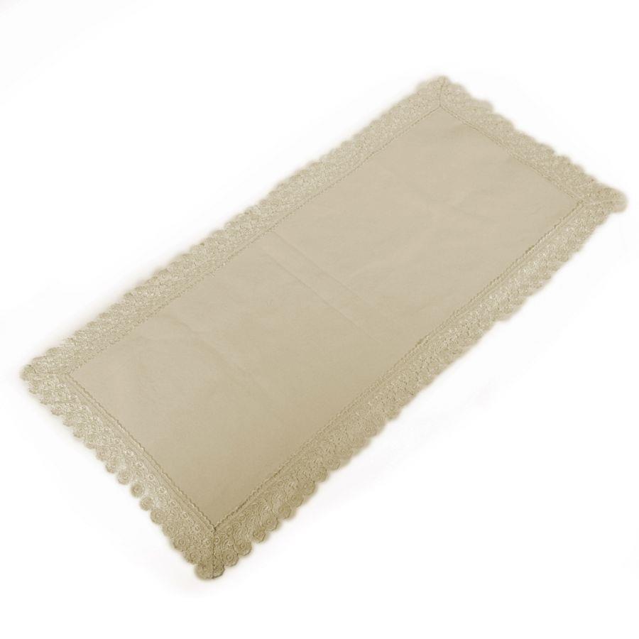 Tovaglia runner tessuto crema con pizzo rettangolare 45x100 cm