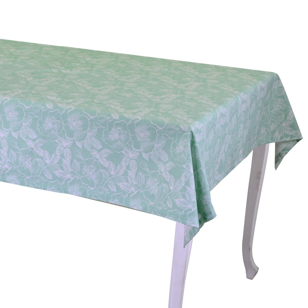 Tovaglia in tessuto wild rose hem 2cm verde acqua cm140x180