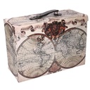 Valigia rettangolare in ecopelle con mappamondo cm34x24h14,5
