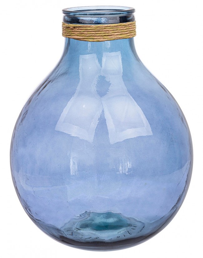 Vaso in Vetro Riciclato e Carta Kraft Blu Cobalto H47,5