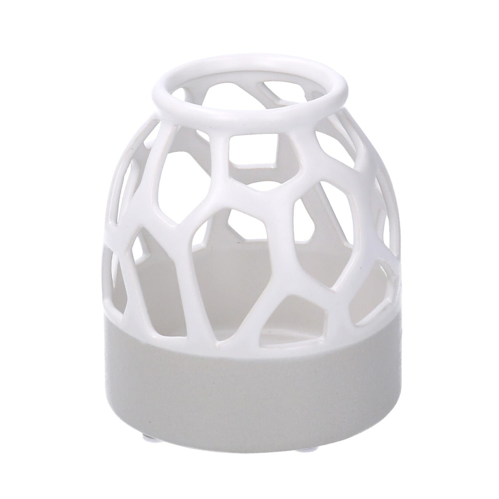 Vaso ceramica bianco traforato 7x7x13 cm
