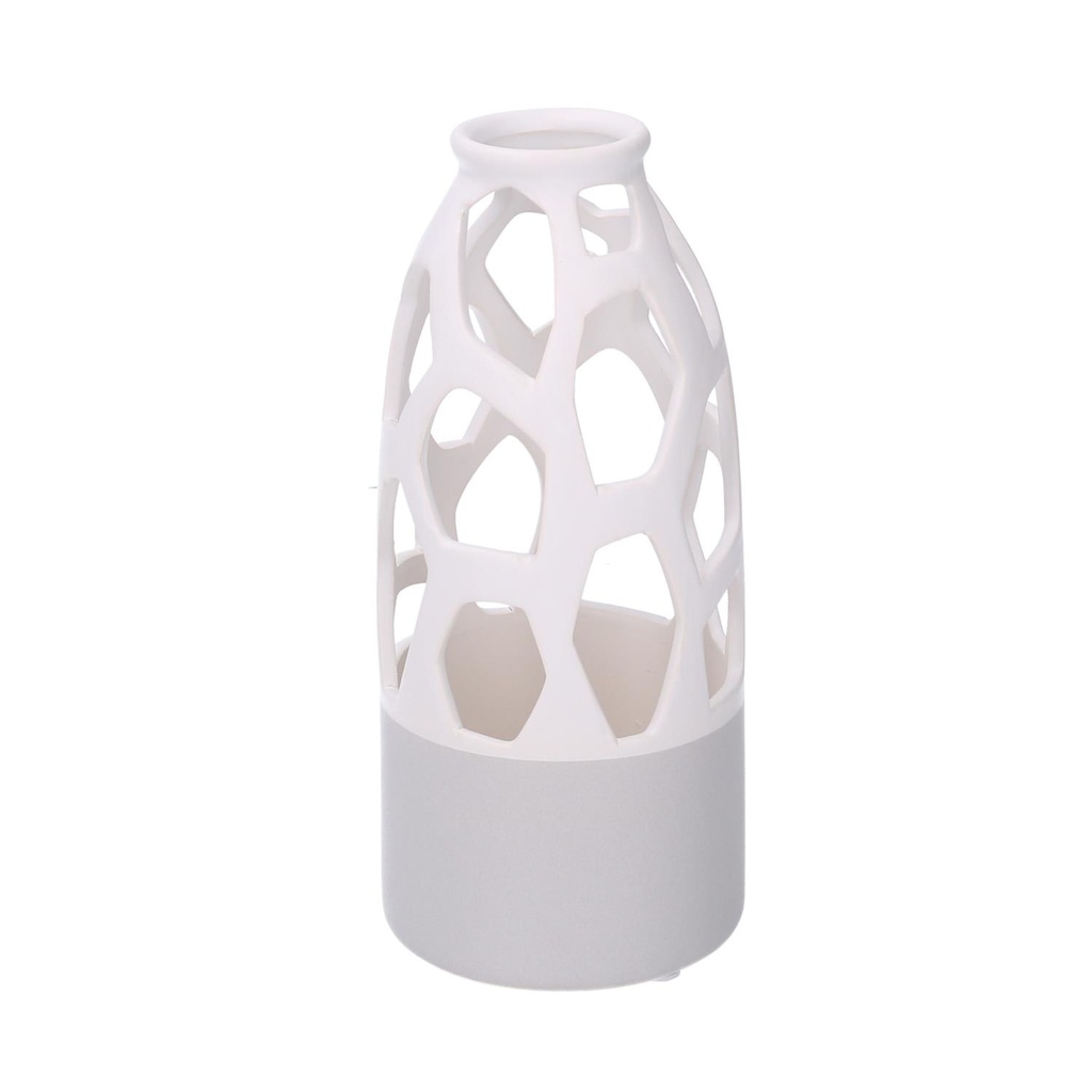 Vaso Ceramica Bianco Traforato 9x9x20 cm