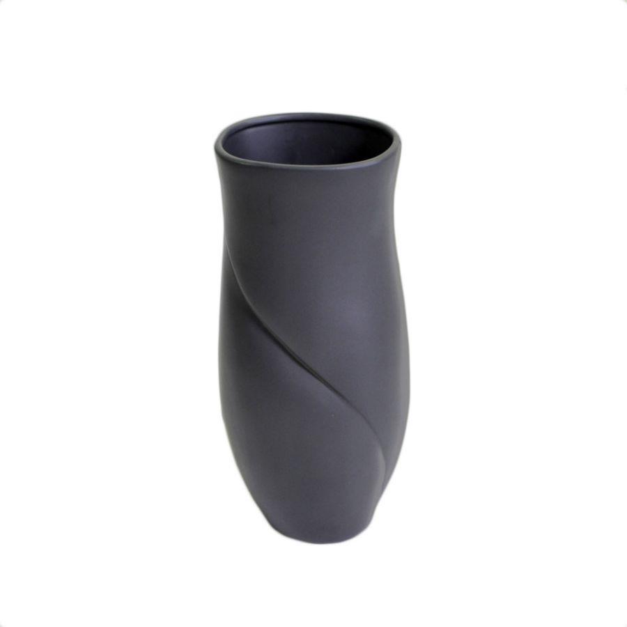 Vaso in ceramica nera opaca petalo, 18x16x44 cm