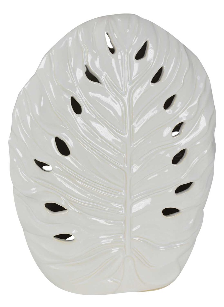 Vaso foglia bianco traforato cm. 39 x 14,5 h 48,5