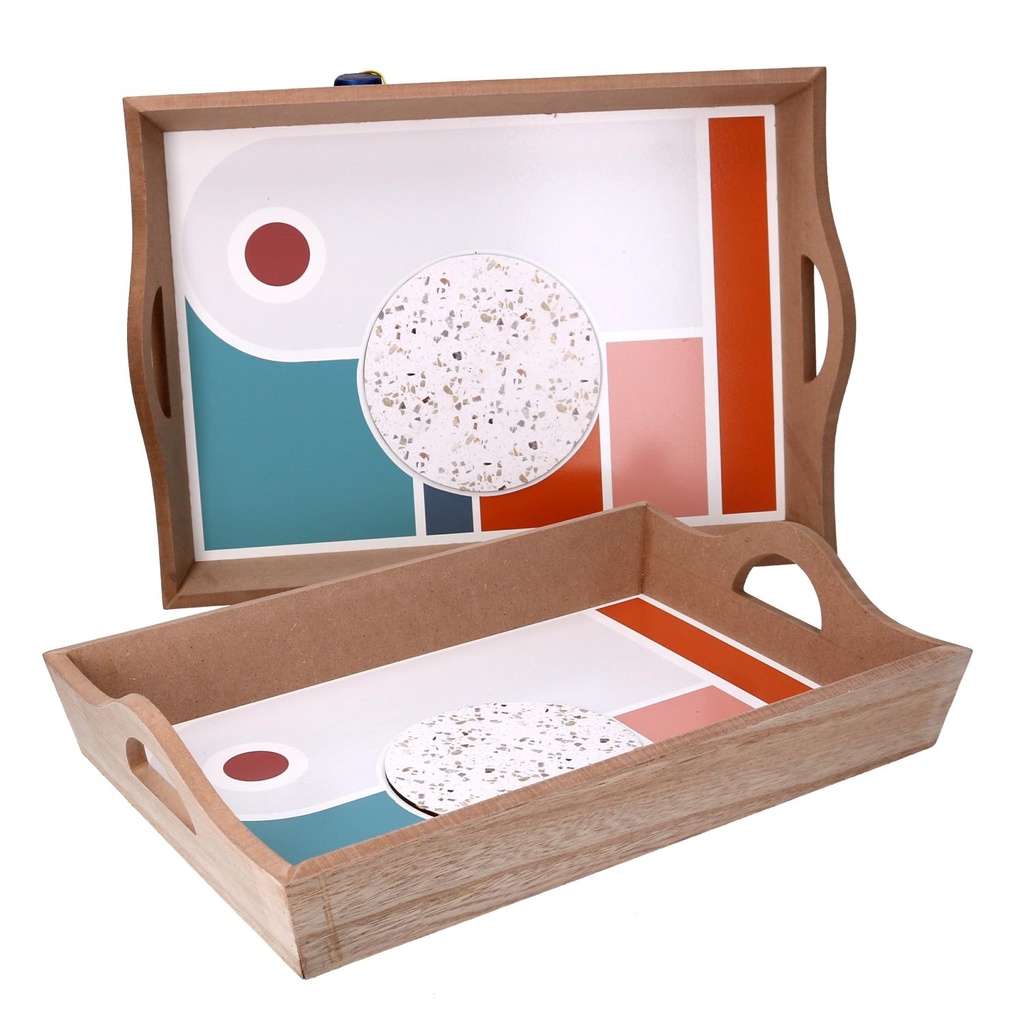 Vassoio in legno marrone 43,5x30x8,5 cm