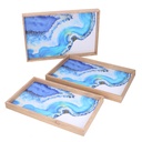 Vassoio rettangolare in legno azzurro chiaro 45x30h4