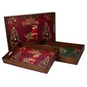 Vassoio in legno rettangolare rosso verde con scritta Merry Christmas - 45x30x4,5 cm
