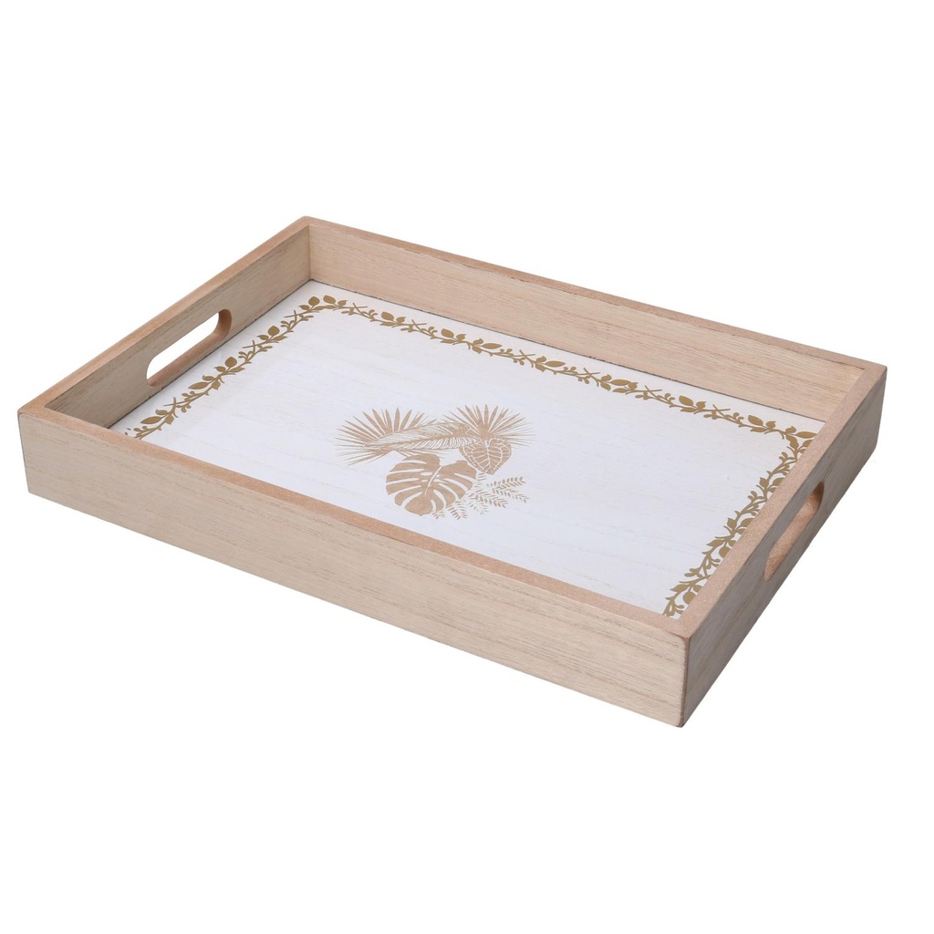 Vassoio in legno bianco rettangolare 35x25x4,5 cm