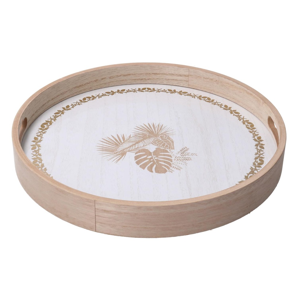 Vassoio in Legno Bianco Tondo 35x4,5 cm