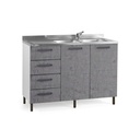 Sottolavello per cucina grigio cemento 2 ante c/cass. SX Cm 120x50xH 85