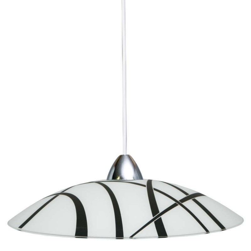 Lampadario sospensione in vetro bianco nero cm 50