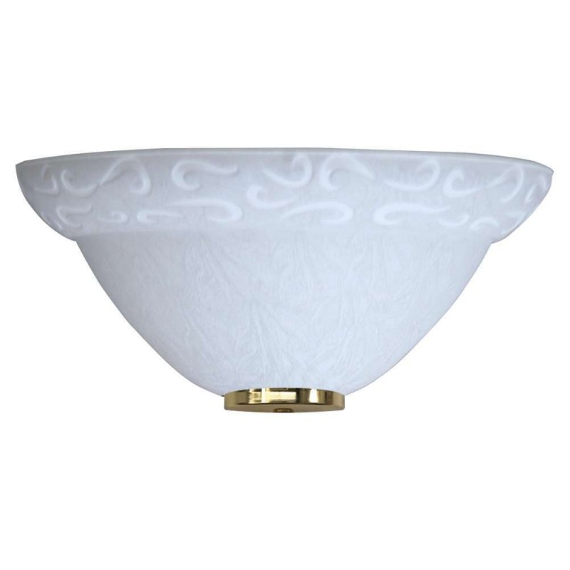Applique in vetro screpolato bianco con ganci in oro diam. 30 xh.13  cm