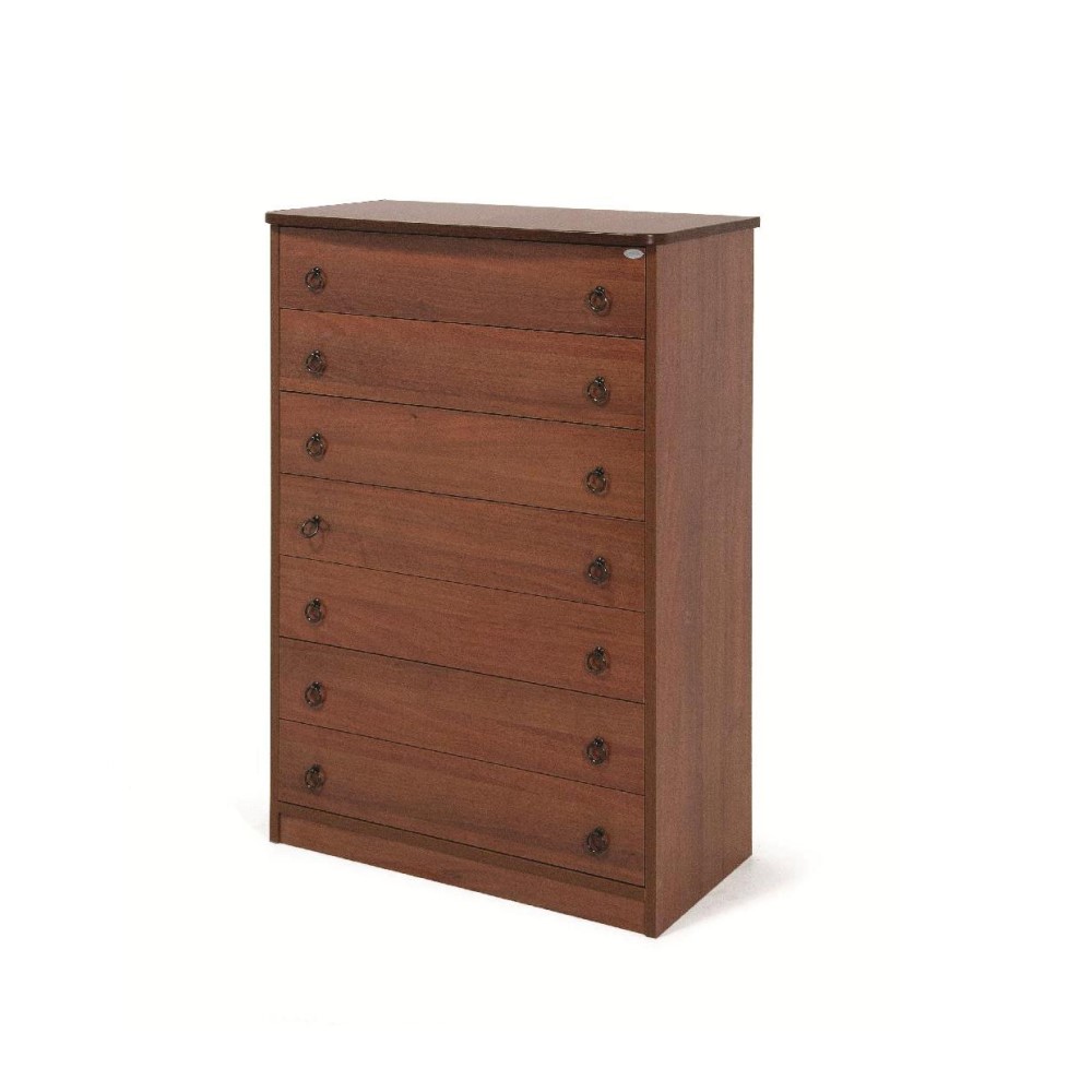 Cassettone Noce Antico in Legno Nobilitato con 5 Cassetti H.127x76x41 cm