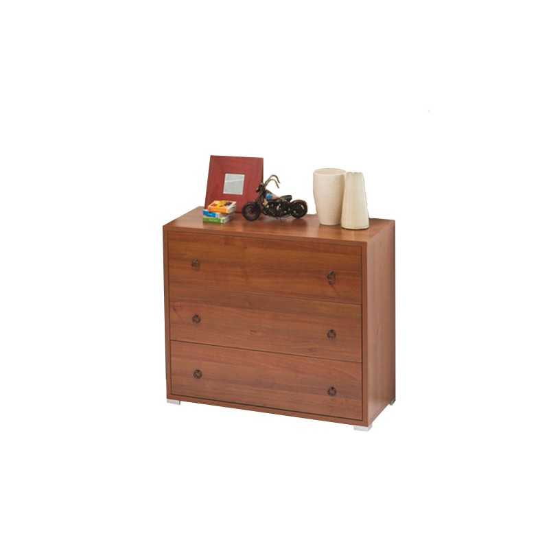 Como' Maxi 3 Cassetti in Legno Nobilitato Noce Antico H.81x L.91x P.45 cm