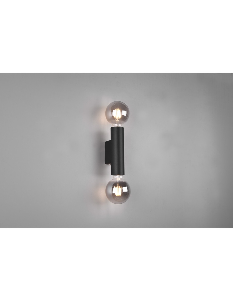 Applique Doppia Emissione 2xE27 Vannes Nero H18 cm