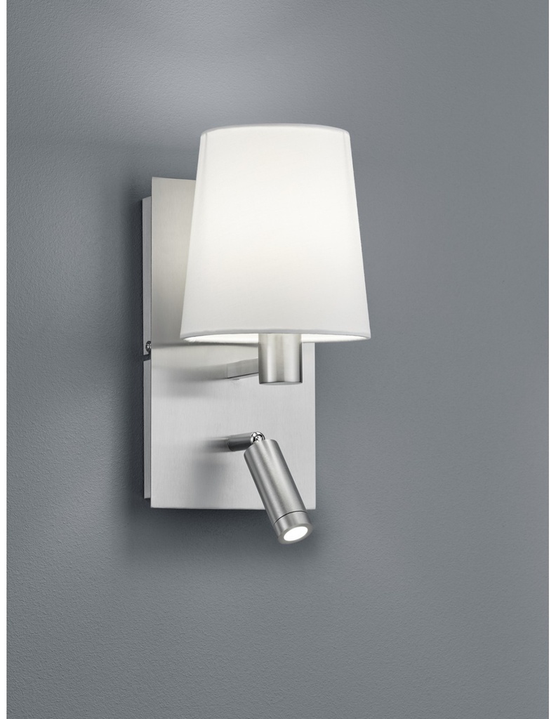Applique Moderna Paralume Bianco e Spot Led Nichel