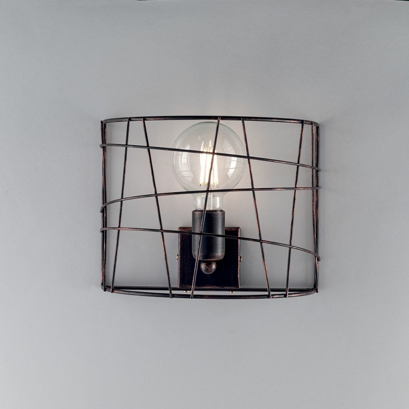 Applique moderna in ferro Nero e Rame una luce 28x15x h22 cm