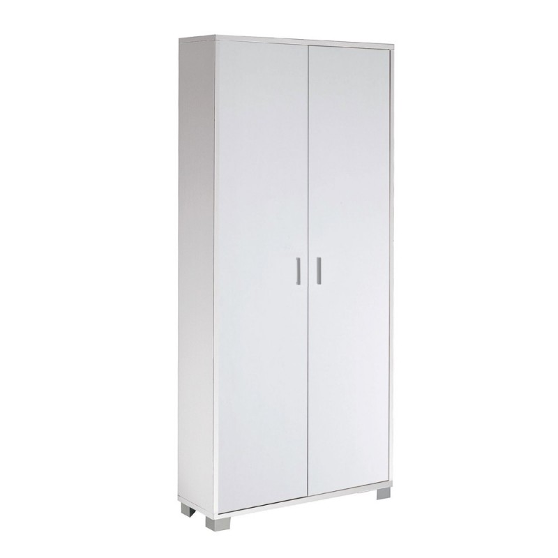 Armadio slim multiuso con due ante e otto ripiani in Bianco Cenere 83x29x h190 cm