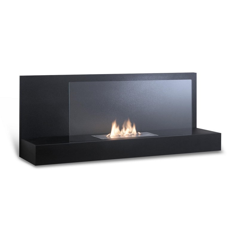 Biocamino design a parete in bioetanolo nero 90 x 26 x 50 cm