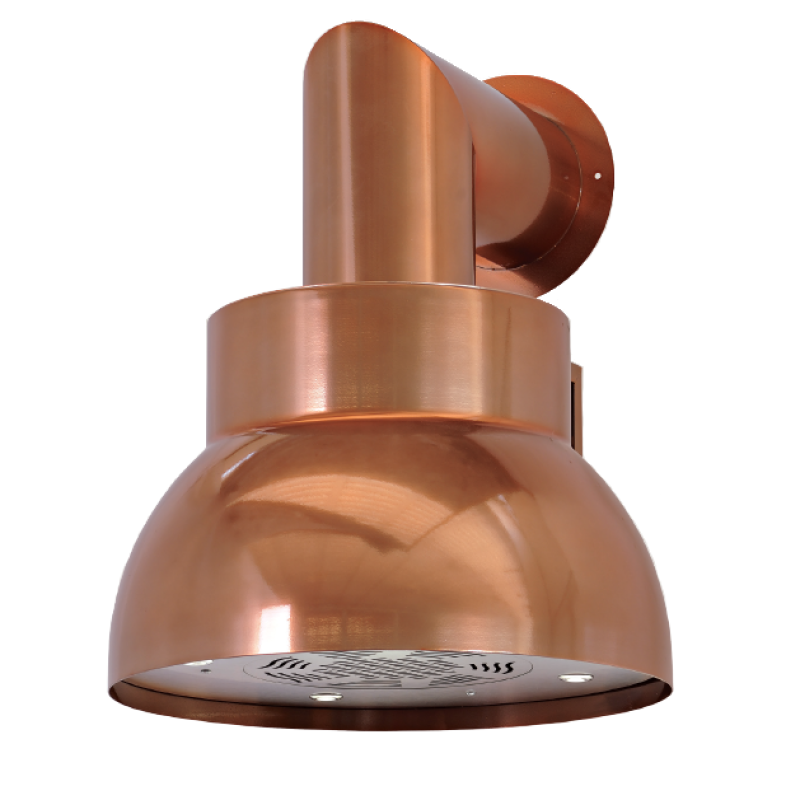 Cappa aspirante elegante in acciaio inox rame specchiato Ø50